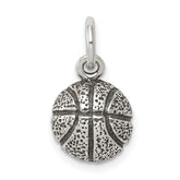 Sterling Silver Antiqued Basketball Charm