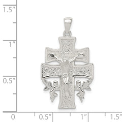 Sterling Silver Polished Mini Caravaca Crucifix Pendant