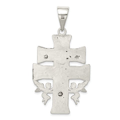 Sterling Silver Antiqued Large Caravaca INRI Crucifix Cross Pendant