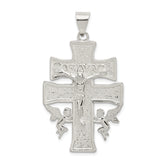 Sterling Silver Polished Large Caravaca INRI Crucifix Cross Pendant