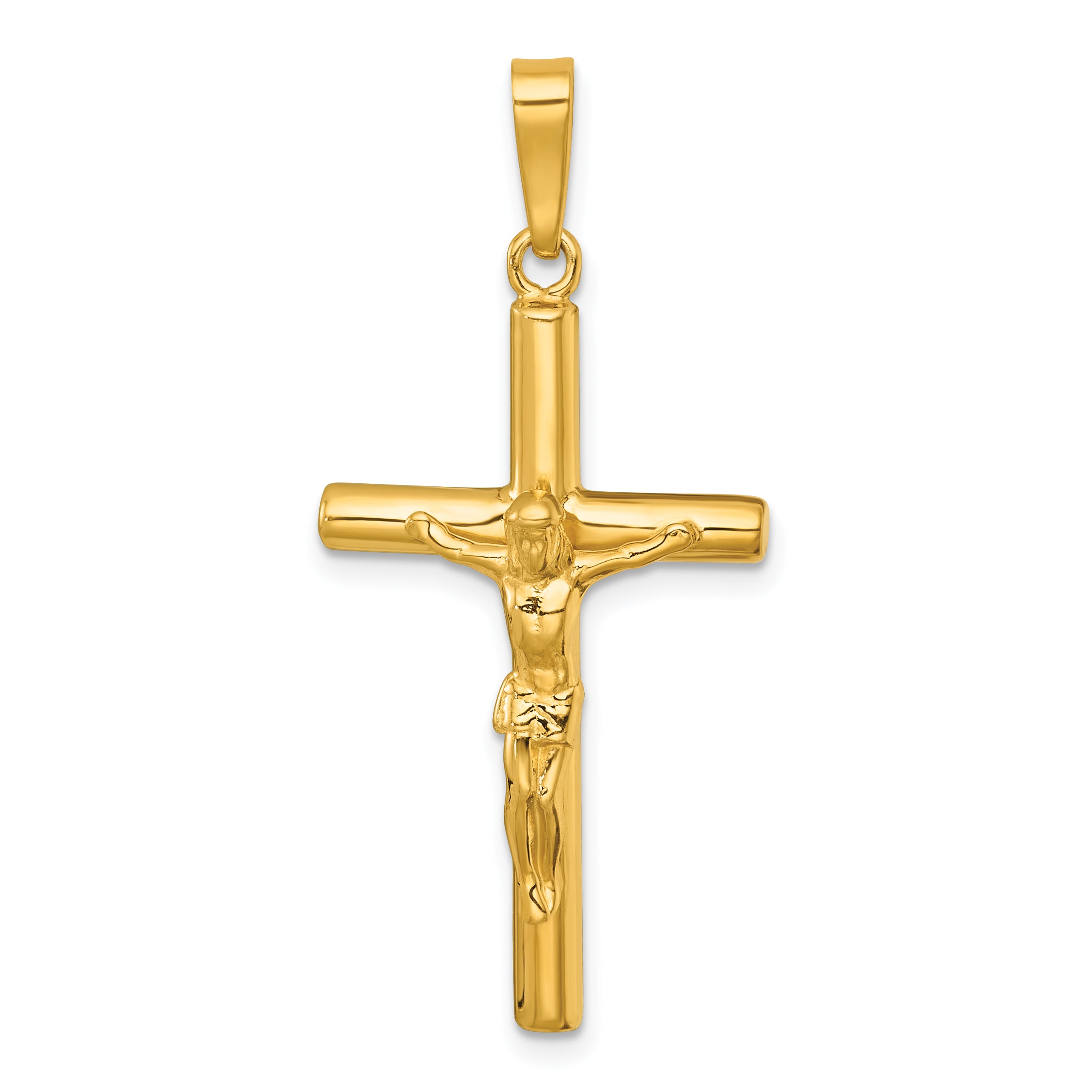 Sterling Silver Gold-tone Polished Crucifix Pendant