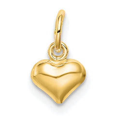Sterling Silver Gold-tone Polished Puff Heart Charm