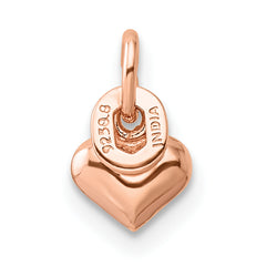 Sterling Silver Rose-tone Polished Puffed Heart Pendant