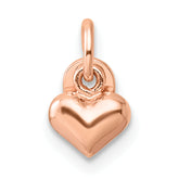 Sterling Silver Rose-tone Polished Puffed Heart Pendant