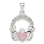 Glitter Infused Claddagh Pendant in Sterling Silver, 16mm - Sophia Jewelers