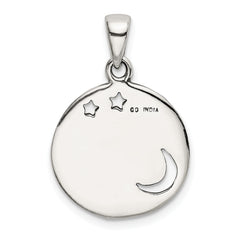 Sterling Silver LOVE YOU TO THE MOON Antiqued Star and Moon Pendant