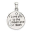 Sterling Silver LOVE YOU TO THE MOON Antiqued Star and Moon Pendant