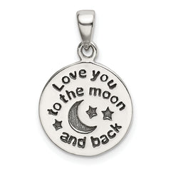 Sterling Silver LOVE YOU TO THE MOON Antiqued Star and Moon Pendant