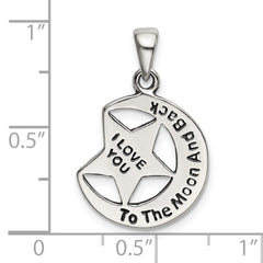 Sterling Silver I LOVE YOU TO THE MOON Antiqued Star and Moon Pendant