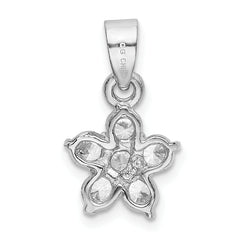 Sterling Silver Rhodium-Plated CZ Star Motif Pendant