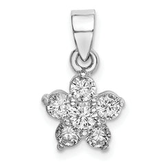 Sterling Silver Rhodium-Plated CZ Star Motif Pendant