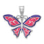 De-Ani Sterling Silver Rhodium-Plated Polished Enameled Purple Butterfly Pendant