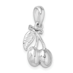 De-Ani Sterling Silver Rhodium-Plated Polished 3D Cherries Pendant