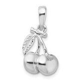 De-Ani Sterling Silver Rhodium-Plated Polished 3D Cherries Pendant