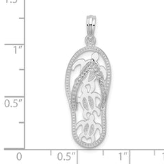 De-Ani Sterling Silver Rhodium-Plated 3D Cut-Out Turtles Flip-flop Pendant