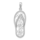 De-Ani Sterling Silver Rhodium-Plated 3D Cut-Out Turtles Flip-flop Pendant
