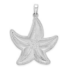 De-Ani Sterling Silver Rhodium-plated Polished Diamond-Cut Large Starfish Pendant