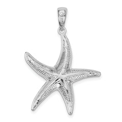 De-Ani Sterling Silver Rhodium-plated Textured Diamond-Cut Starfish Pendant