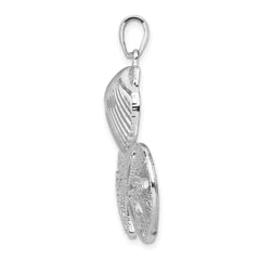 De-Ani Sterling Silver Rhodium-plated Polished and Diamond-Cut Sea Life Pendant
