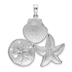 De-Ani Sterling Silver Rhodium-plated Polished and Diamond-Cut Sea Life Pendant