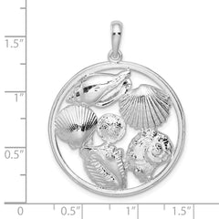 De-Ani Sterling Silver Rhodium-plated Polished Shells Large Round Pendant