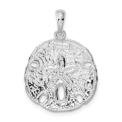 De-Ani Sterling Silver Rhodium-Plated Polished Large Sand Dollar Pendant