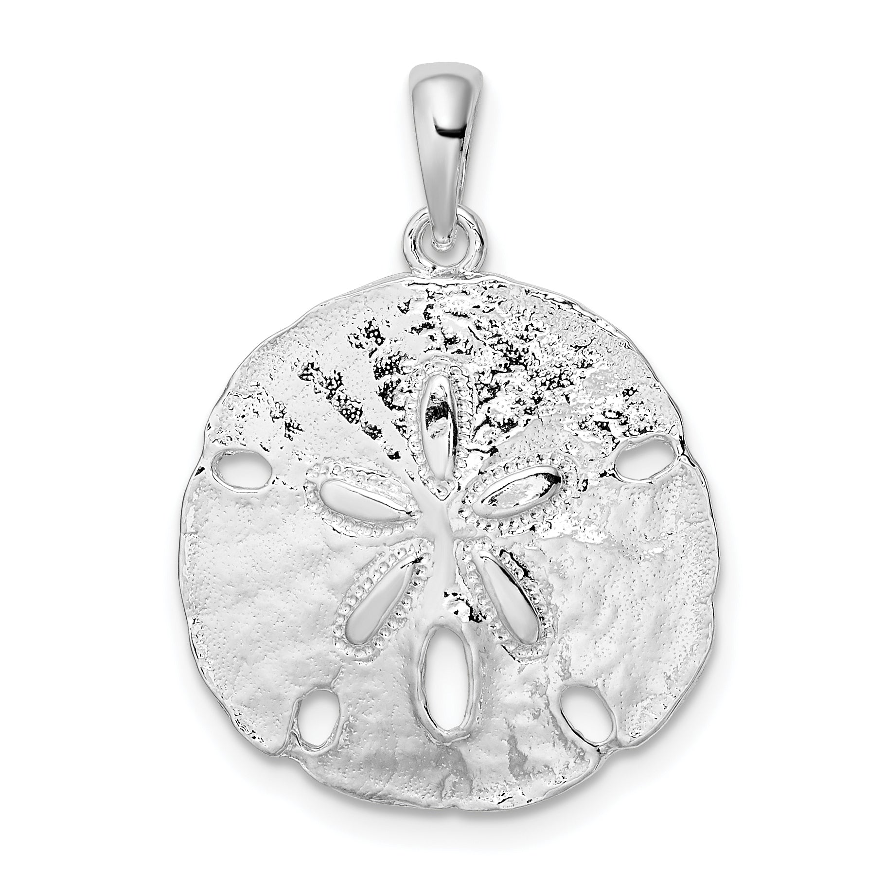 De-Ani Sterling Silver Rhodium-Plated Polished Large Sand Dollar Pendant