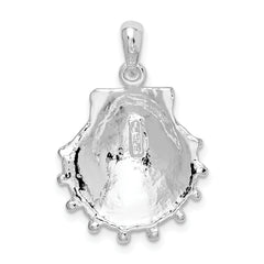 De-Ani Sterling Silver Rhodium-Plated Polished Large Lions Paw Shell Pendant