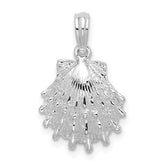 De-Ani Sterling Silver Rhodium-Plated Polished Lions Paw Shell Pendant