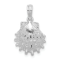 De-Ani Sterling Silver Rhodium-Plated Polished Lions Paw Shell Pendant