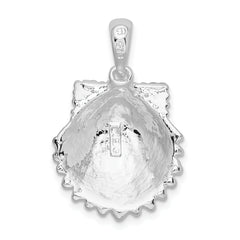 De-Ani Sterling Silver Rhodium-Plated Polished Beaded Scallop Shell Pendant