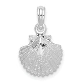 De-Ani Sterling Silver Rhodium-Plated Polished Scallop Shell Pendant