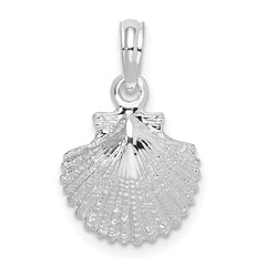 De-Ani Sterling Silver Rhodium-Plated Polished Scallop Shell Pendant