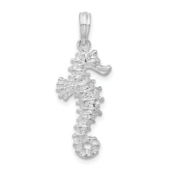 De-Ani Sterling Silver Rhodium-Plated Polished 3D Seahorse Pendant