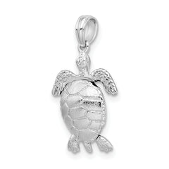 De-Ani Sterling Silver Rhodium-plated Polished 3D Moveable Sea Turtle Pendant