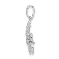 De-Ani Sterling Silver Rhodium-plated Polished 3D Moveable Lobster Pendant