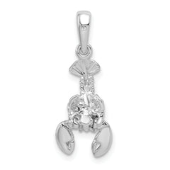 De-Ani Sterling Silver Rhodium-plated Polished 3D Moveable Lobster Pendant