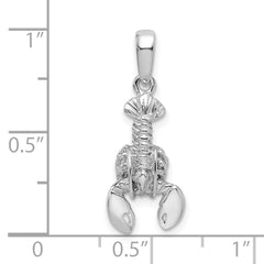 De-Ani Sterling Silver Rhodium-plated Polished 3D Moveable Lobster Pendant