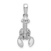 De-Ani Sterling Silver Rhodium-plated Polished 3D Moveable Lobster Pendant