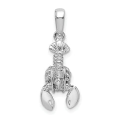 De-Ani Sterling Silver Rhodium-plated Polished 3D Moveable Lobster Pendant