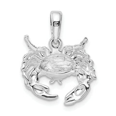 De-Ani Sterling Silver Rhodium-Plated Polished Stone Crab Pendant