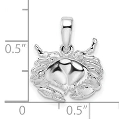 De-Ani Sterling Silver Rhodium-Plated Polished Stone Crab Pendant