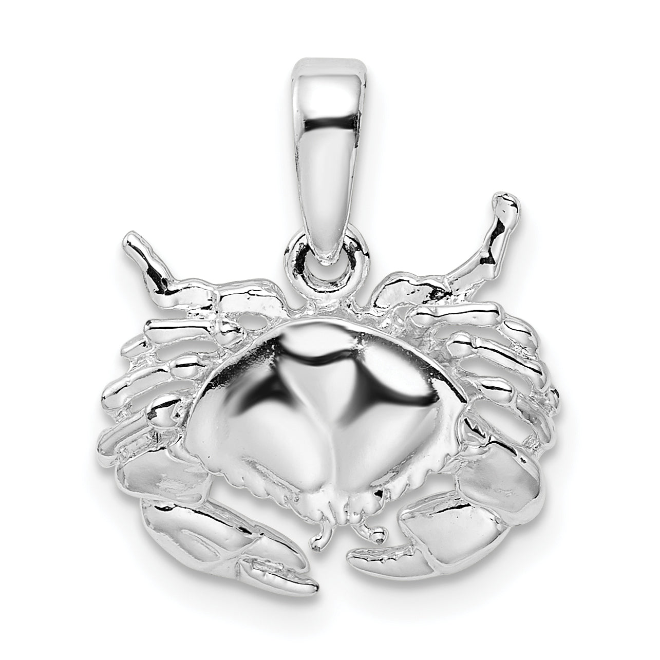 De-Ani Sterling Silver Rhodium-Plated Polished Stone Crab Pendant