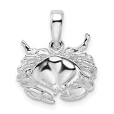 De-Ani Sterling Silver Rhodium-Plated Polished Stone Crab Pendant