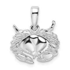 De-Ani Sterling Silver Rhodium-Plated Polished Stone Crab Pendant