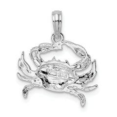 De-Ani Sterling Silver Rhodium-Plated Polished Blue Crab Pendant
