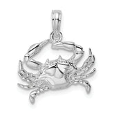 De-Ani Sterling Silver Rhodium-Plated Polished Blue Crab Pendant