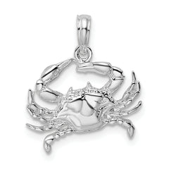 De-Ani Sterling Silver Rhodium-Plated Polished Blue Crab Pendant