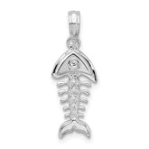 De-Ani Sterling Silver Rhodium-plated Polished 3D Fishbone Pendant