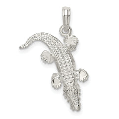 De-Ani Sterling Silver Rhodium-Plated Polished 3D Alligator Pendant